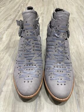 Caterpillar Gray Studded Chukka Boots with Buckle Strap